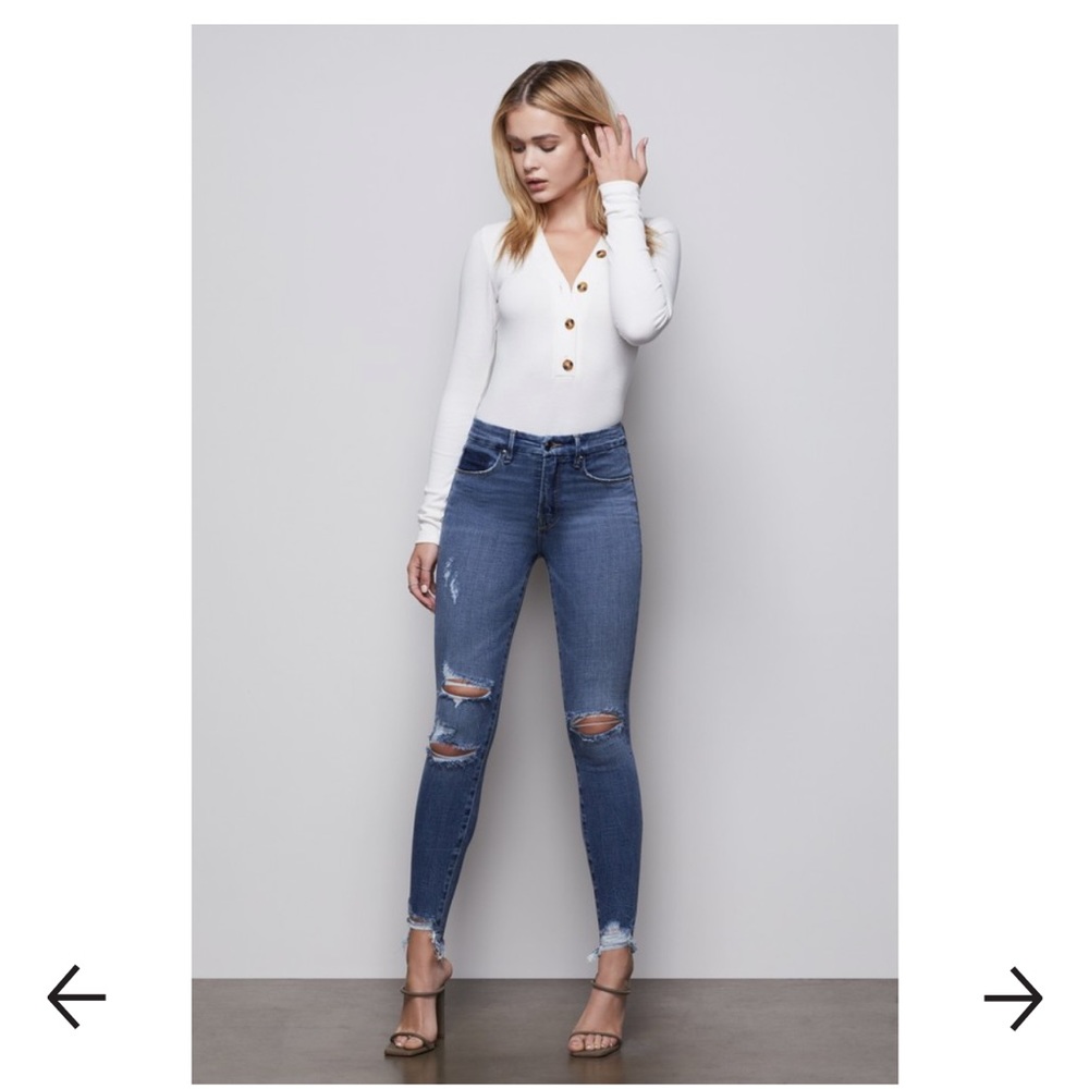 Good American Good Waist Released Hem Jeans
